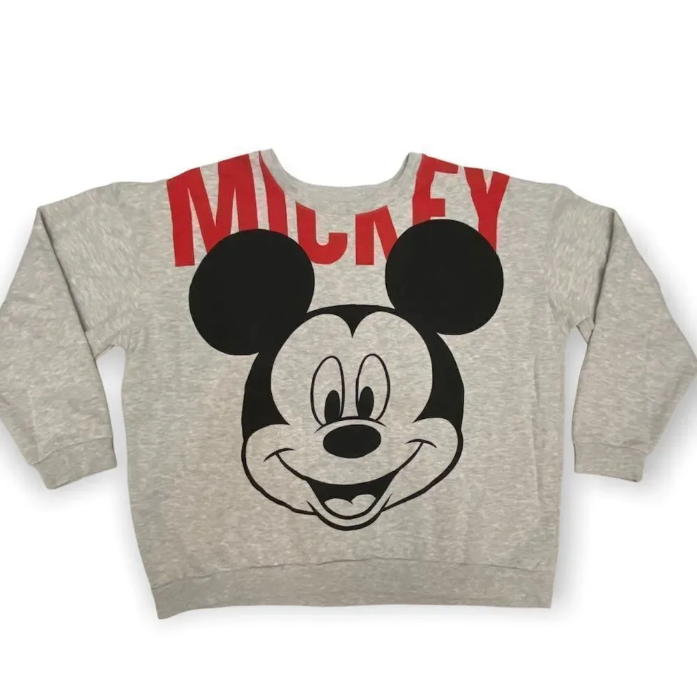 Disney Mickey Mouse Heather Gray Crew Neck Sweatshirt